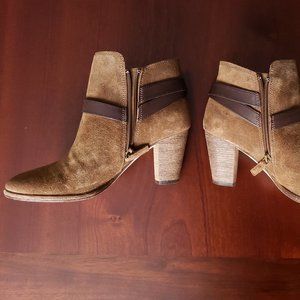 Cole Haan Hayes Strap Bootie 6.5 B Olive Suede